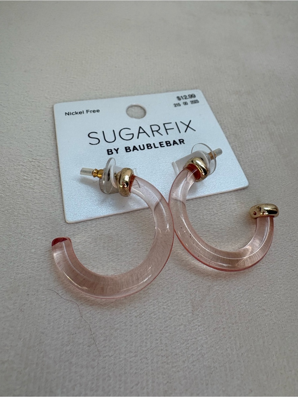 NWT BaubleBar Sugar Fix Pink and Gold Hoop Earrings